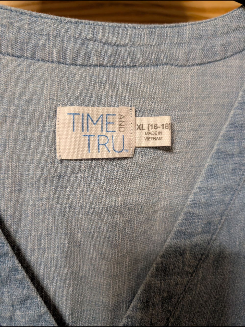 Time and Tru Light Blue Chambray Mini Dress - Picture 2 of 4
